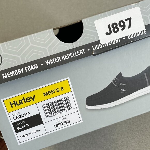 Hurley Laguna Bungee Shoes Men's Size 8 Slip-On Black Memory Foam Canvas - Picture 8 of 8